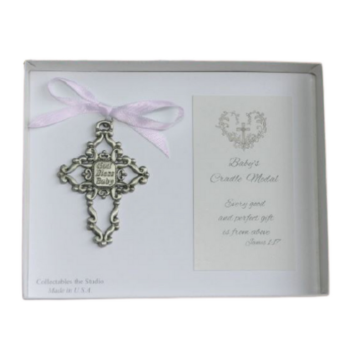 Baby Cradle Medal with Pink Ribbon