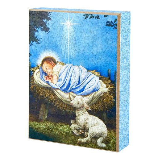Baby Jesus with Lamb Nativity Box Sign