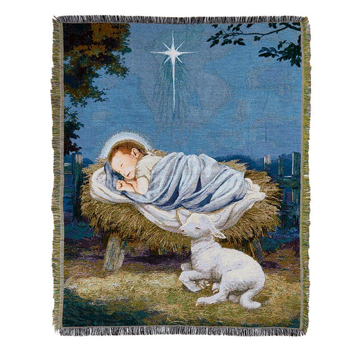 Baby Jesus with Lamb Nativity Tapestry Blanket