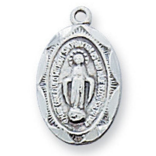Baby Miraculous Medal Sterling Silver with 13" Rhodium Plated Chain