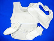 Baby Baptism or Christening 3-Piece Set – One-Piece, Cotton Bib, and Cross-Embroidered Baby Socks (Boy or Girl Options)