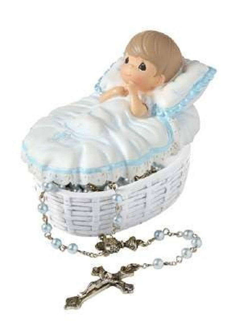 Baby Girl Baptism Keepsake Box with Rosary – Christening Gift with Pearl Beads