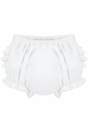 Baby Girls White Ruffle Diaper Covers – Soft Bloomers for Newborn to 24 Months