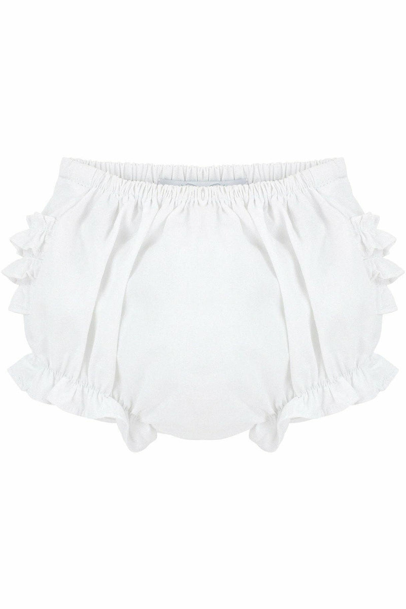 Baby Girls White Ruffle Diaper Covers – Soft Bloomers for Newborn to 24 Months