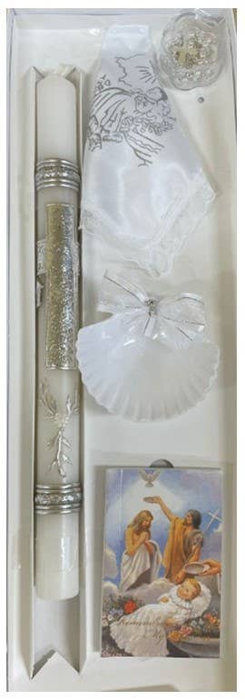 Baptism Candle Set – Choose English or Spanish – Elegant Ceremony Accessory for Boys or Girls