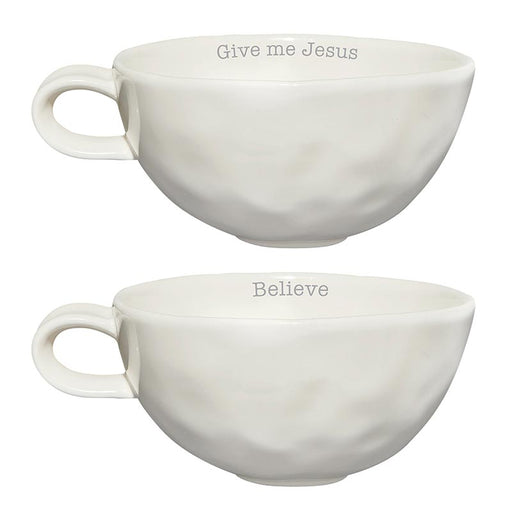 Believe, Give Me Jesus Hand-Thrown Mug Set