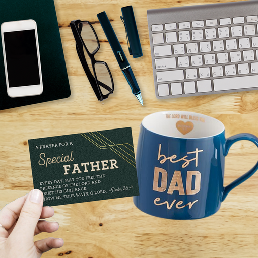 Best Dad Ever Mug and Psalm 25:4 Father's Day Card - Special Father's Day Gift