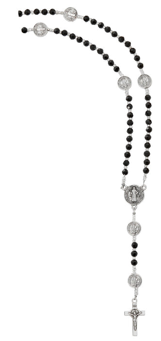 Black Crystal St. Benedict Rosary Necklace