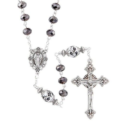 Black Florentine Collection Rosary With Miraculous Center