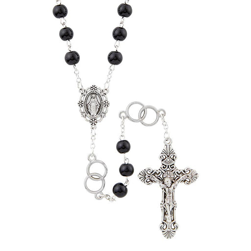Black Wedding Rosary With Special Intertwining Rings - 2 Pieces Per Package