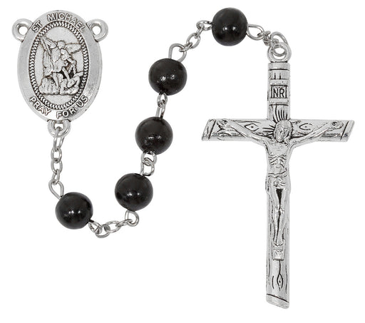 Black Wood Beads St. Michael Rosary