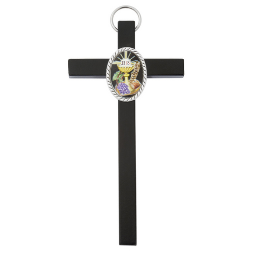Black Wood Communion Cross with Black Communion Medal - BEST SELLER