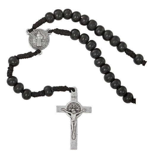 Black Wood St. Benedict Rosary Necklace