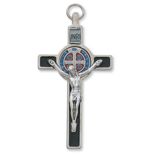 Black and Silver Crucifix with St. Benedict Medal