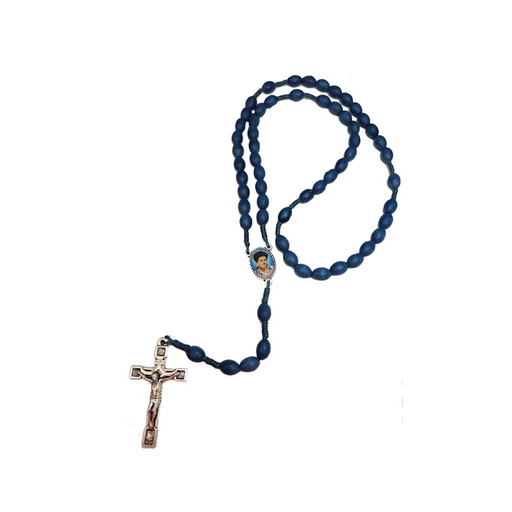Blessed Carlo Acutis Blue Oval Wood Rosary