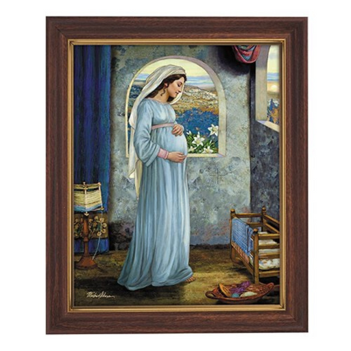 Blessed Mother Mary, Mother Of God Framed Print in Wood Ton