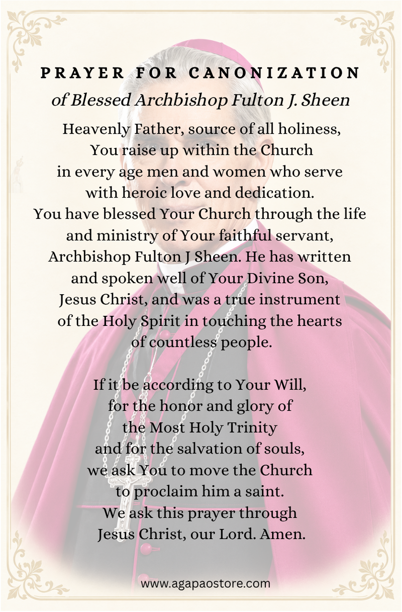 Prayer to Obtain a Favor – Blessed Archbishop Fulton J. Sheen Prayer Card