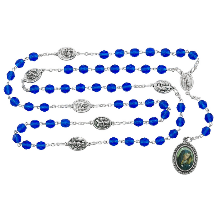 Blue 7 Sorrows Chaplet with Our Lady of Sorrows Medal