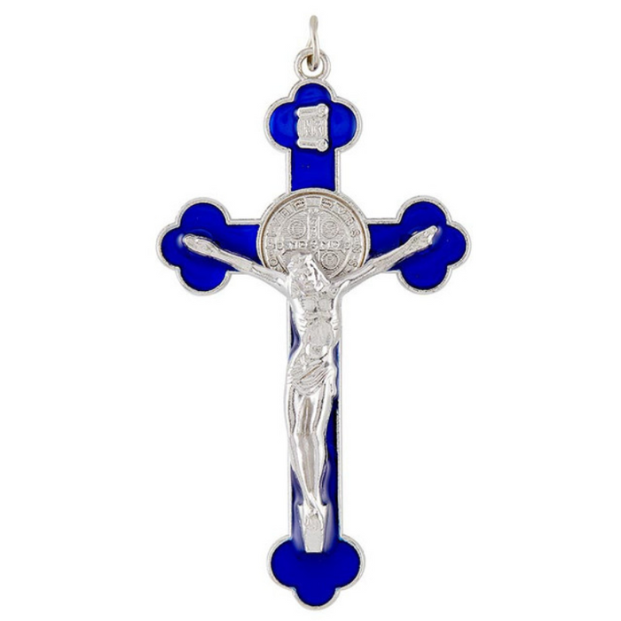 Blue Budded Saint Benedict Crucifix - 12 Pieces Per Package