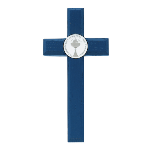 Blue Communion Cross with White Communion Medal