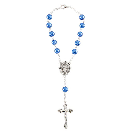 Blue Glass Pearl Auto Rosary