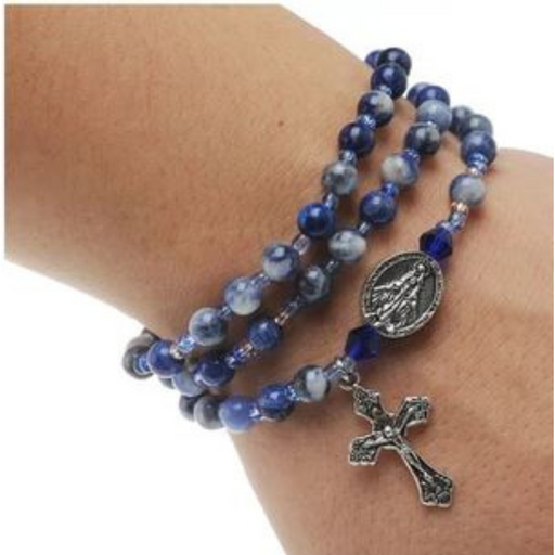 Blue Lapis Gemstone Twistable Full Rosary Wrap BraceletMother's Day Present Mother's Day Gift Mother's Day special item Mother's Day Twistable Full Rosary Wrap Bracelet
