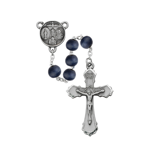 Blue Wood Pewter Rosary father's day gift father's day keepsake father's day symbols