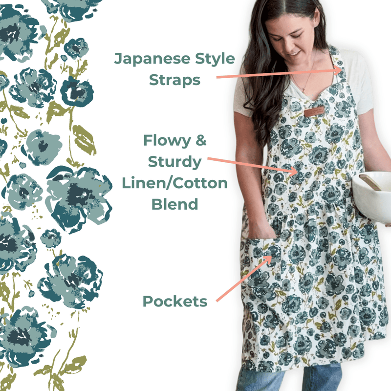 Blue Floral Catholic Christian Bible Scripture Apron