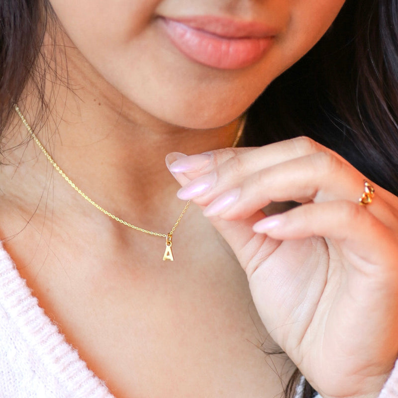 Mini Initial Necklace- Gold Vermeil & Sterling Silver