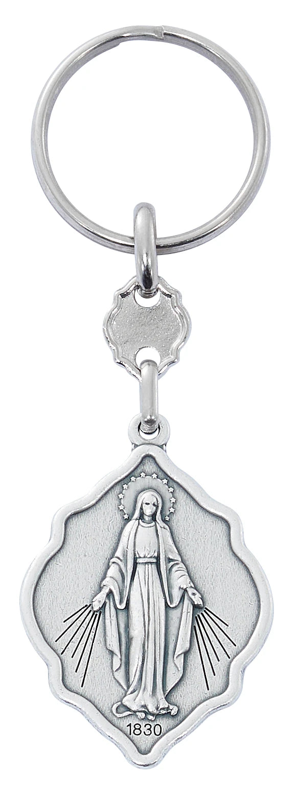 Silver Ox Miraculous Medal Key Ring – Hang Card | Made in Italy