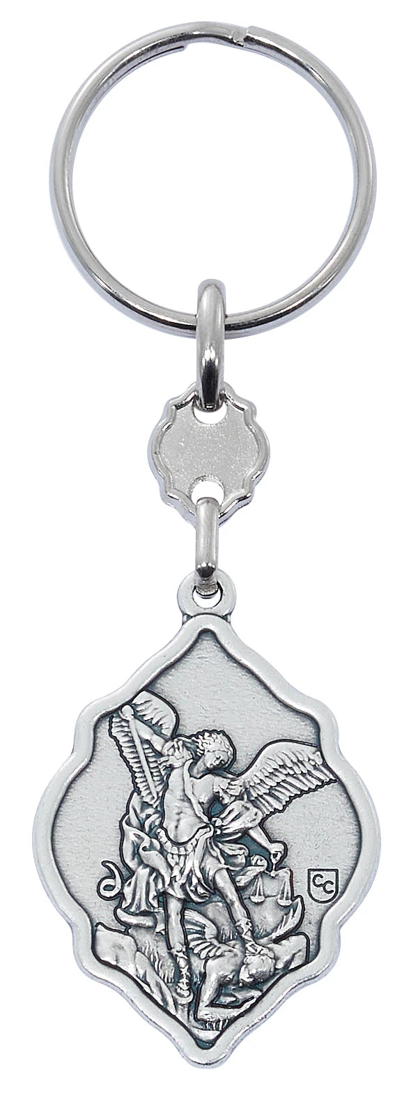St. Michael & Guardian Angel Double-Sided Zinc Key Ring – Hang Card | Made in Italy