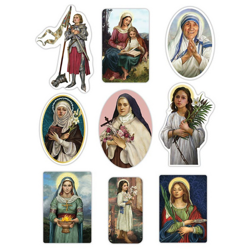 Catholic Saints For Girls - Stickers - 12 Pieces Per Package