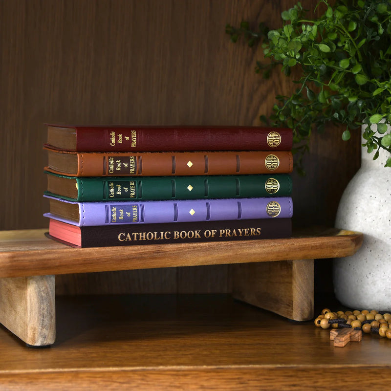 Libro Católico De Oraciones - Cuero Borgoña