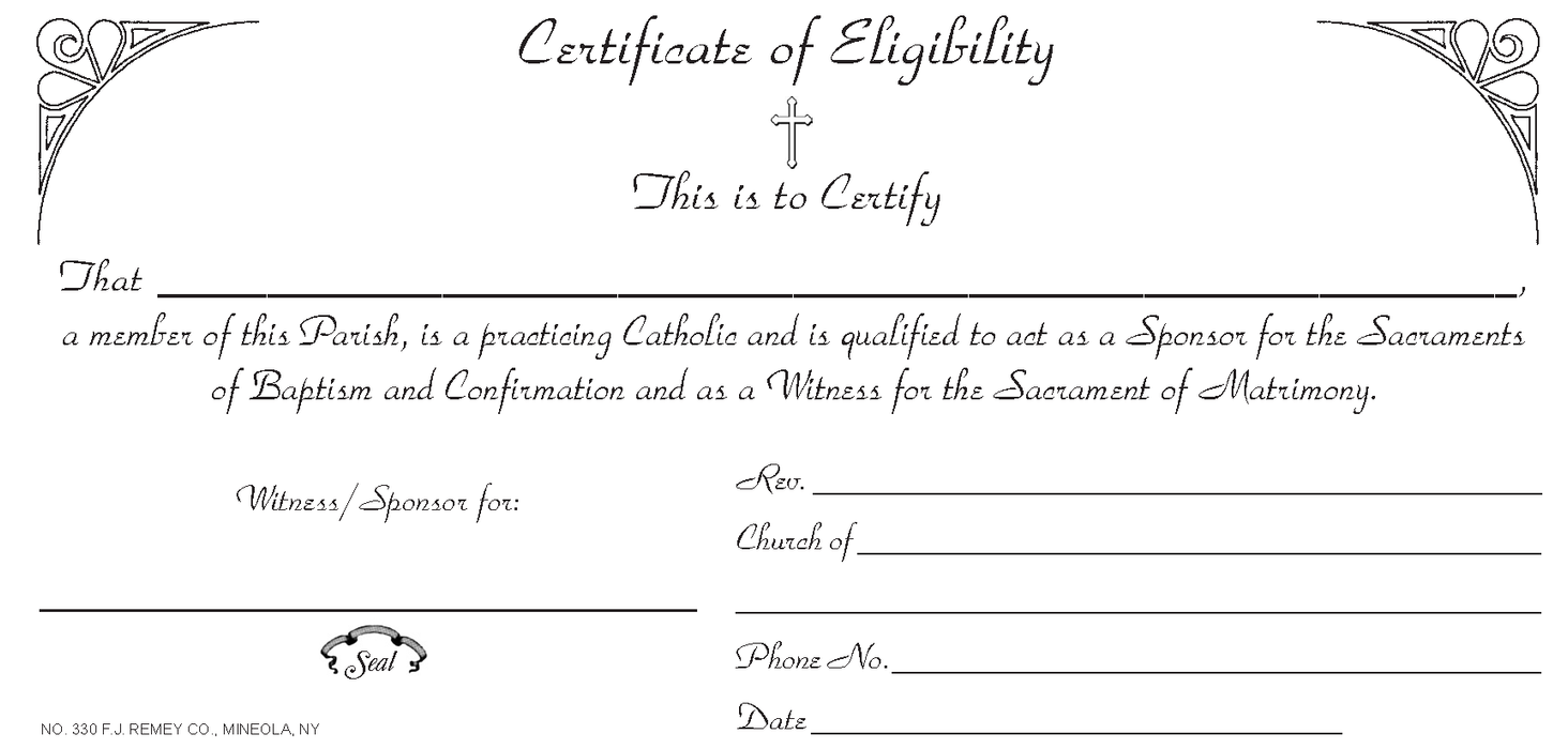 Certificate of Eligibility - #330