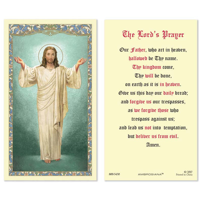 Christ Blessing The Lord's Prayer Holy Card