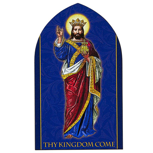 Christ The King Arched Standing Plaque With Coated Wire Stand