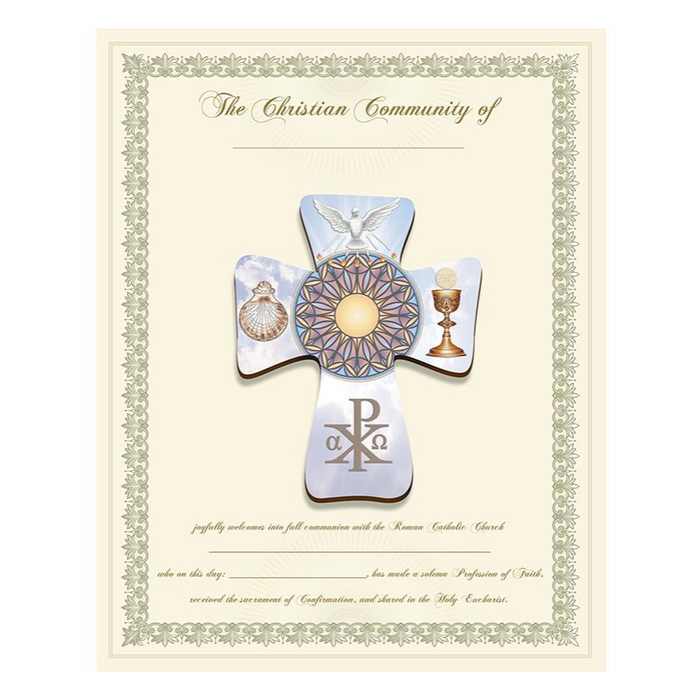Christian Community Certificate with Laser-Cut Wood Cross