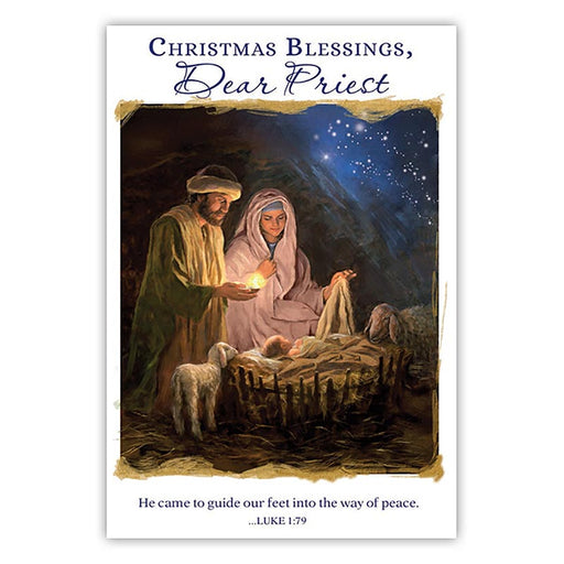 Christmas Blessings Dear Priest Greeting Card - 12 Pieces Per Package