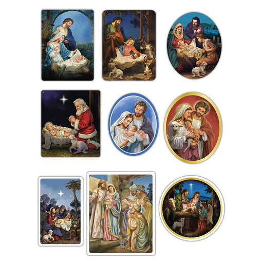 Christmas Nativity Catholic Stickers - 12 Pieces Per Package