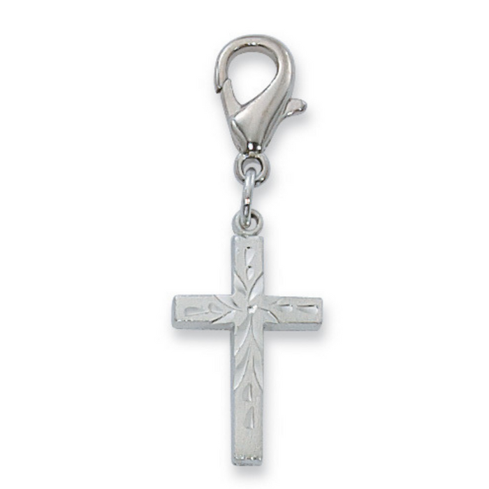 Clipable Cross Charm - Rhodium Finished