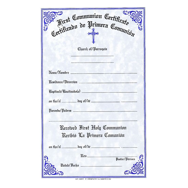 Communion Certificate Stock - #180