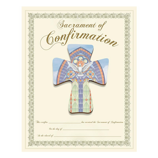 Confirmation Certificate with Laser-Cut Wood Cross