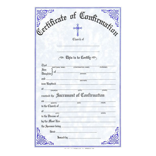 Confirmation Certificate Stock - #175