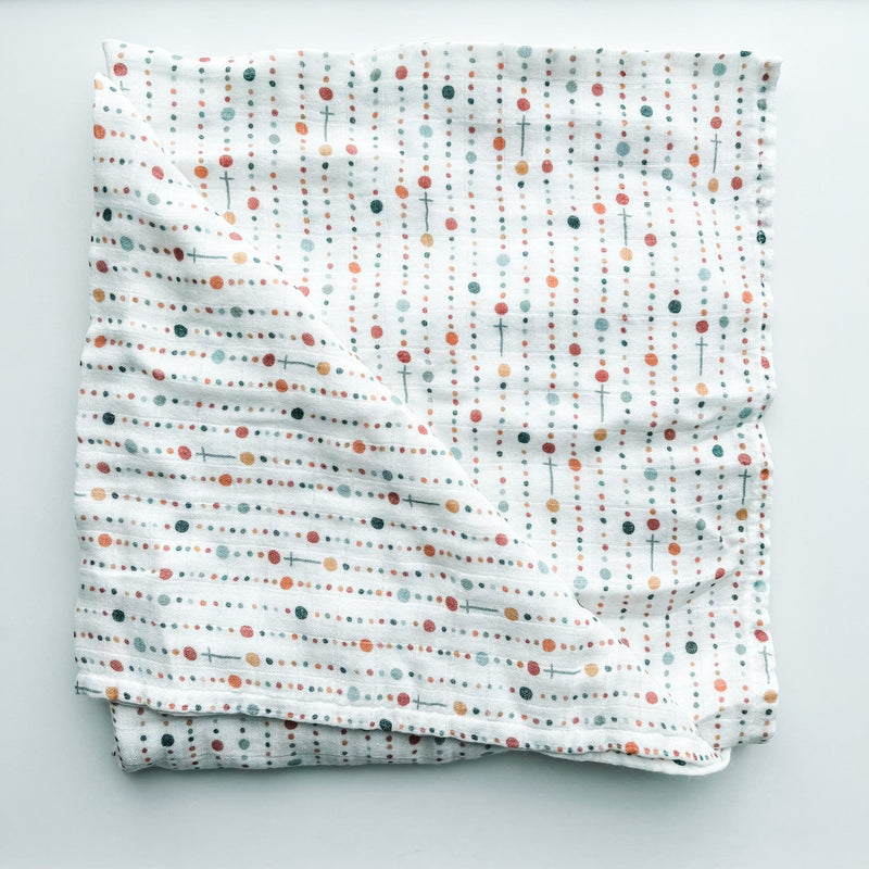 Rosary Dots- Catholic Baby Muslin Blanket Swaddle