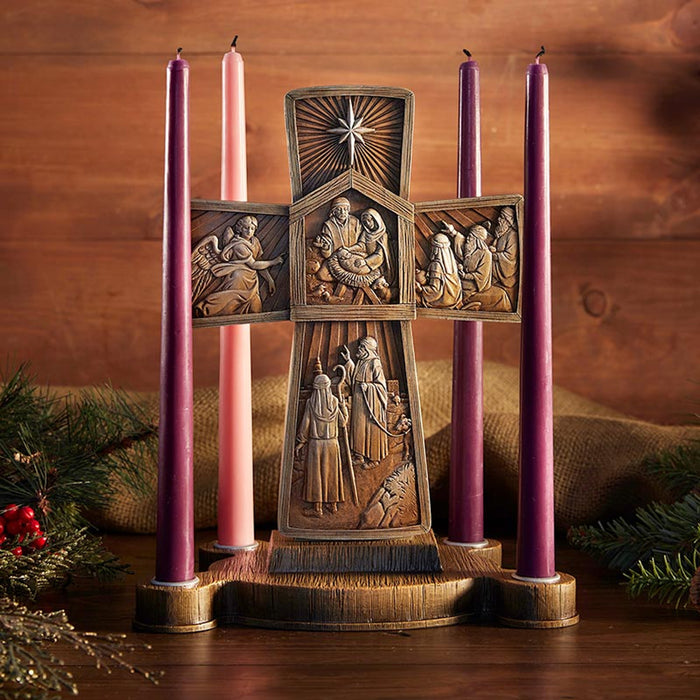 Cross Advent Candle Holder