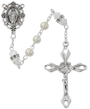 Cross Necklace, Pearl Rosary Bracelet And Pearl Rosary - April Birthstone Crystal Gift Set