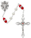 Cross Necklace, Pearl Rosary Bracelet And Pearl Rosary - July Birthstone Ruby Gift Set