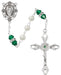 Cross Necklace, Pearl Rosary Bracelet And Pearl Rosary - May Birthstone Emerald Gift Set