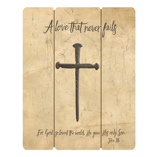 Cross of Nails Wood Pallet Sign