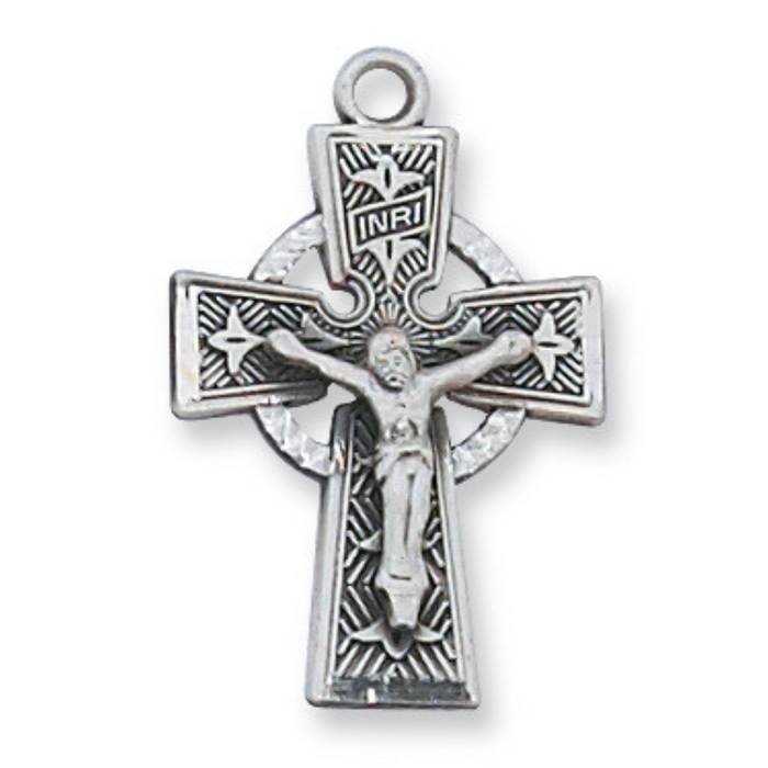 Crucifix Sterling Silver w/ 18" Rhodium Plated Chain